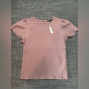 NWT Madewell Lucie Flutter-Sleeve Smocked Bodice Top Size S